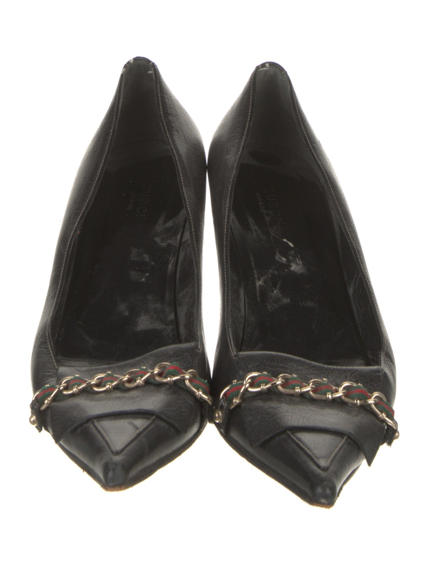 Gucci Web Accent Leather Pumps